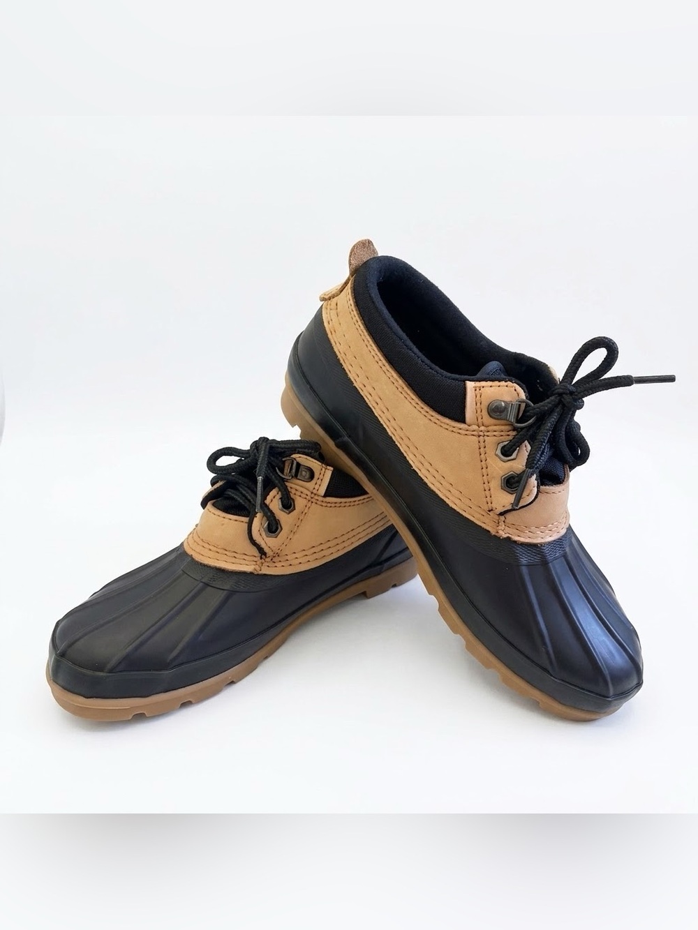 Lands' End Duck Boots Low Top Waterproof Shoes Size 8M Tan Black